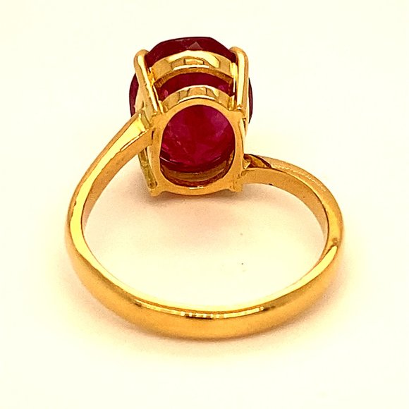 GIA Longido Ruby 6.21ct Solid 18K Yellow Gold Ring - Picture 4 of 10